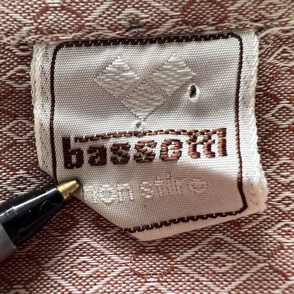 Bassetti Button Up Italian Dress Shirt Mens Size 39 15.5 Medium Red Geometric LS - Picture 5 of 8